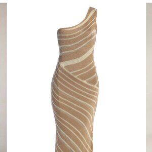 JLUXLABEL. Women's Sanibel Ruched Maxi Knit Dress. Size S. Color Beige/Ivory.